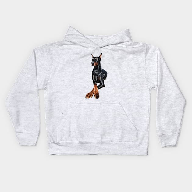 Doberman Dog Dobermann Pinscher Kids Hoodie by ElegantCat